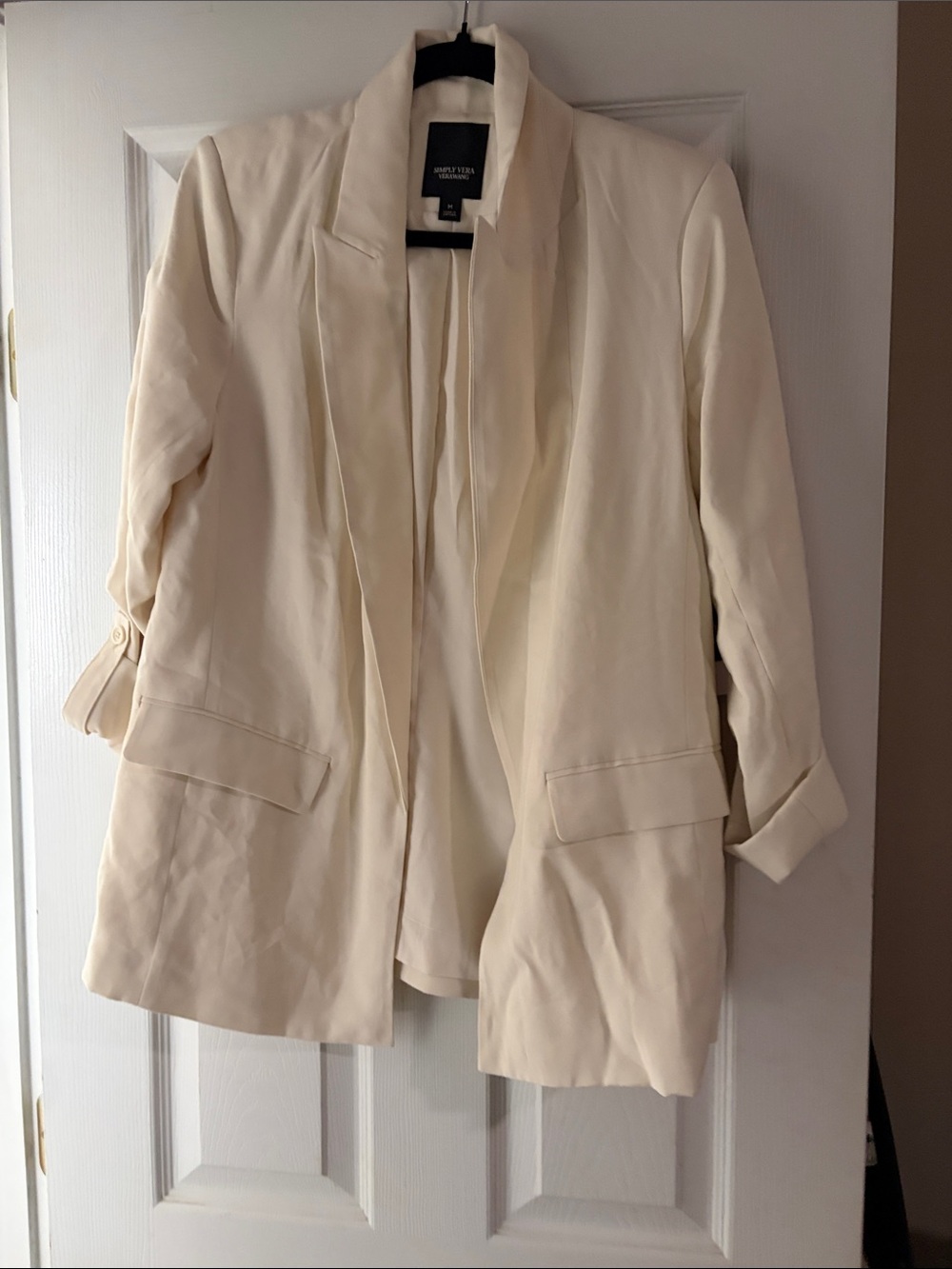 Simply Vera Vera Wang Cream Open-Front Long Blazer